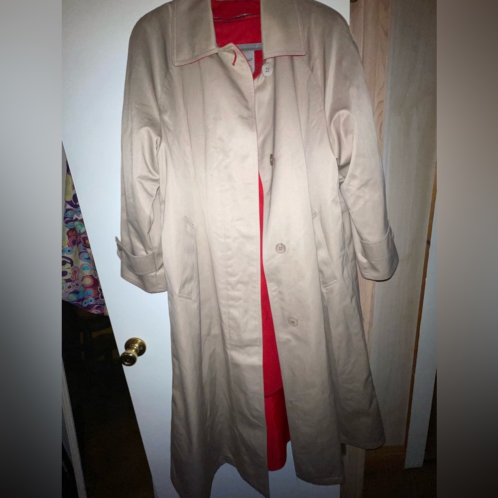 London Fog Long Trench Coat with Removable Liner (Red)